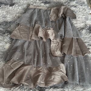 Elegant Gray Layered Skirt
